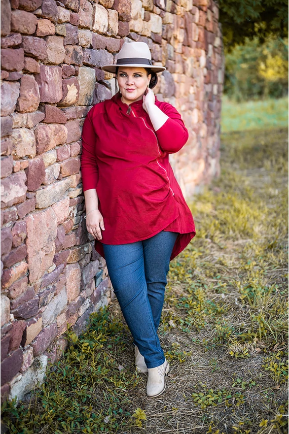 Keresztbe cipzáras pulcsi - bordó