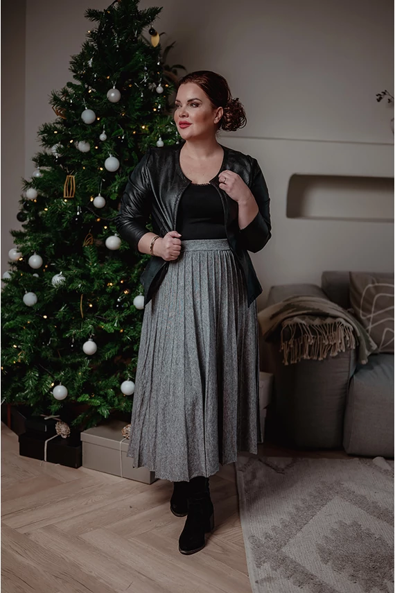 Pliszírozott kötött szoknya - szürke