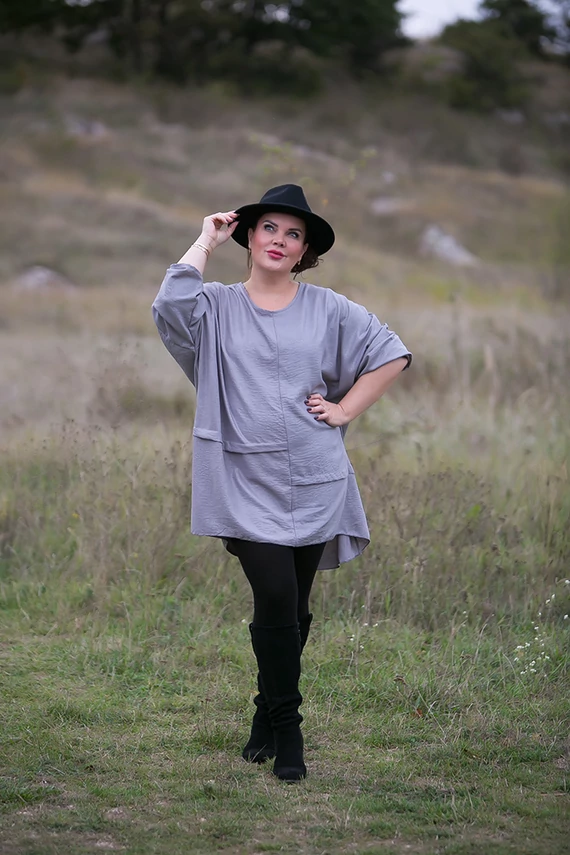 Adriana felső háromnegyedes ujjal - ezüstszürke