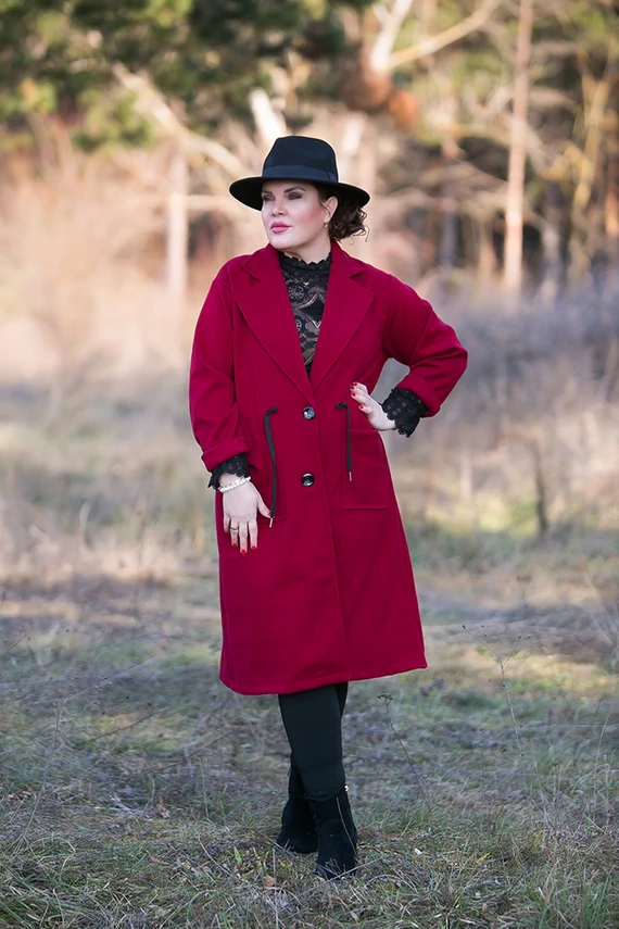 Martha kabát gyapjúval - bordó