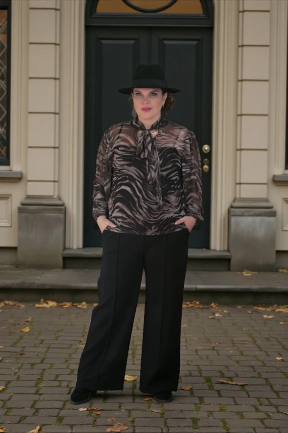 Mirtille necc blúz megkötös nyakkal - állatmintás