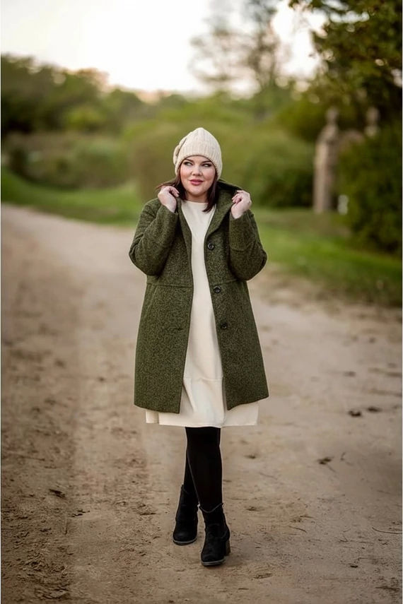 Sötét keki bukékabát gyapjúval