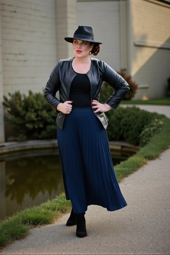 Pliszírozott kötött szoknya - sötétkék