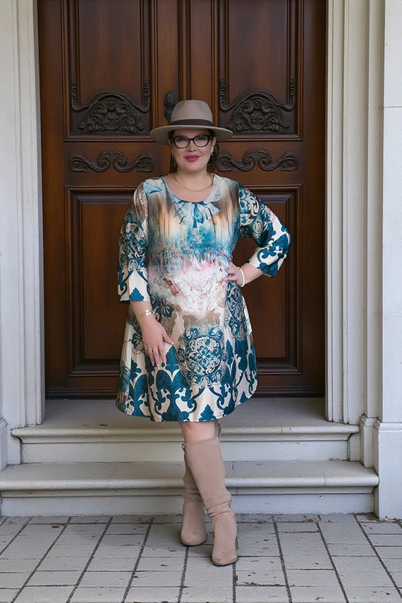 Valerie kisruha / tunika - pávakék-türkiz