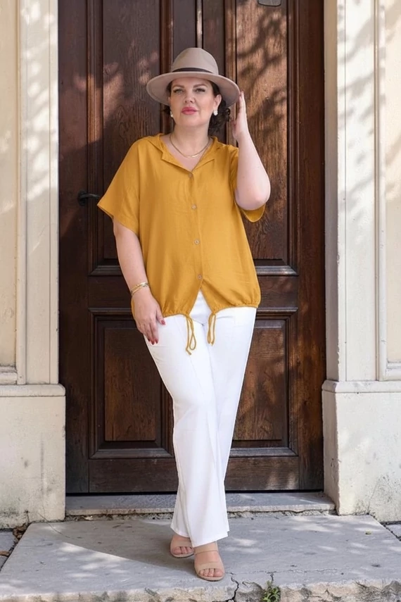 Anisa kapucnis felső - mustár